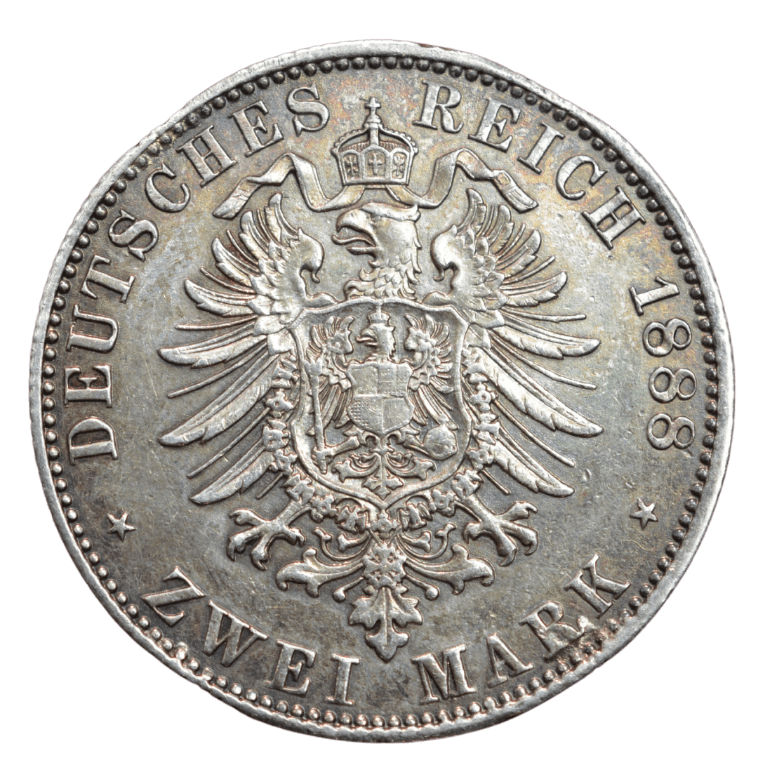 Срібна 2 марки, Німеччина (A, Берлін) 1888!!!!. Пруссія, Фрідріх III. — фото 2