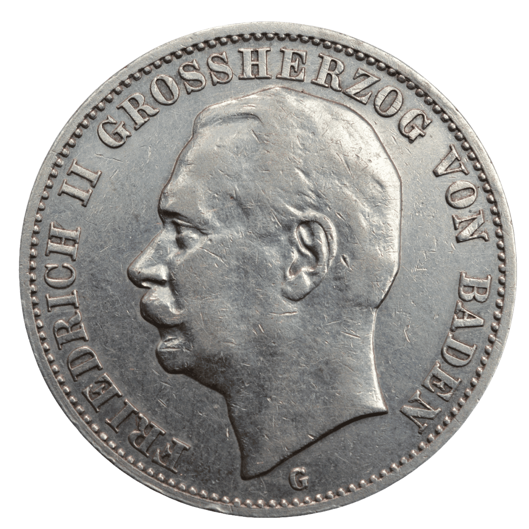 Срібна 3 марки, Німеччина (G, Карлсруе) 1908. Баден, Фрідріх I.