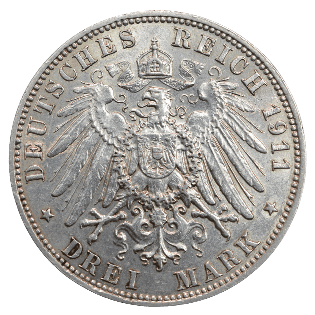 Срібна 3 марки, Німеччина (E, Мульденгюттен), 1911. Саксонія, Фрідріх Август III. — фото 2