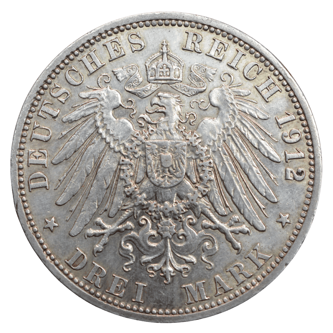 Срібна 3 марки, Німеччина (J, Гамбург), 1912. Любек. — фото 2