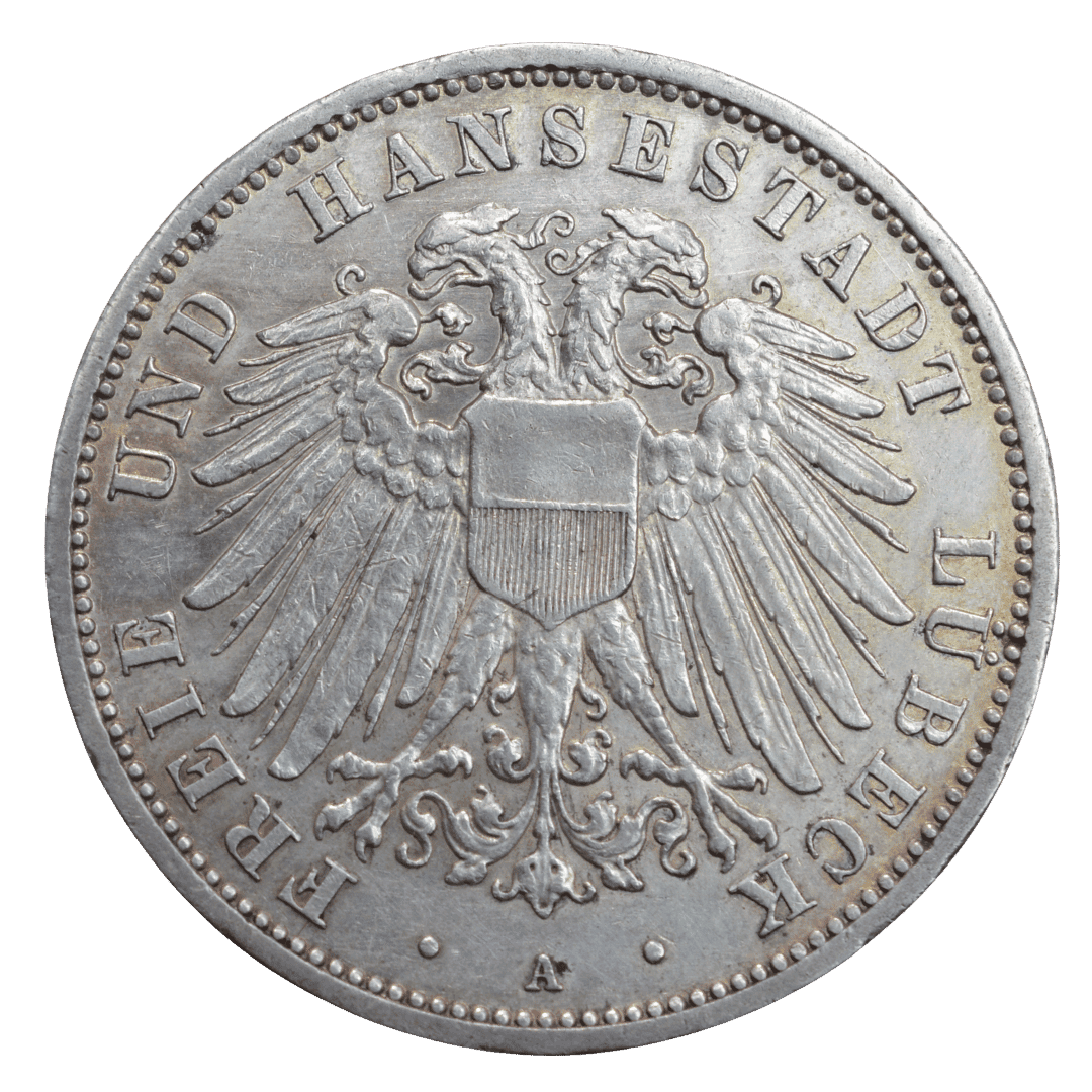 Срібна 3 марки, Німеччина (J, Гамбург), 1912. Любек.