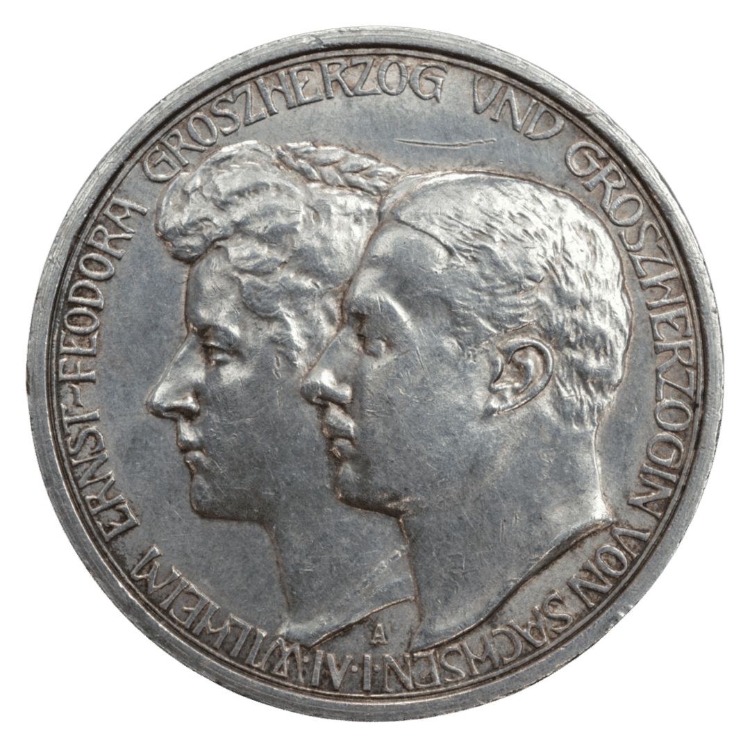 Срібна 3 марки, Німеччина (A, Берлін), 1910. Саксен-Веймар-Айзенах, весілля. Тираж 130 000.