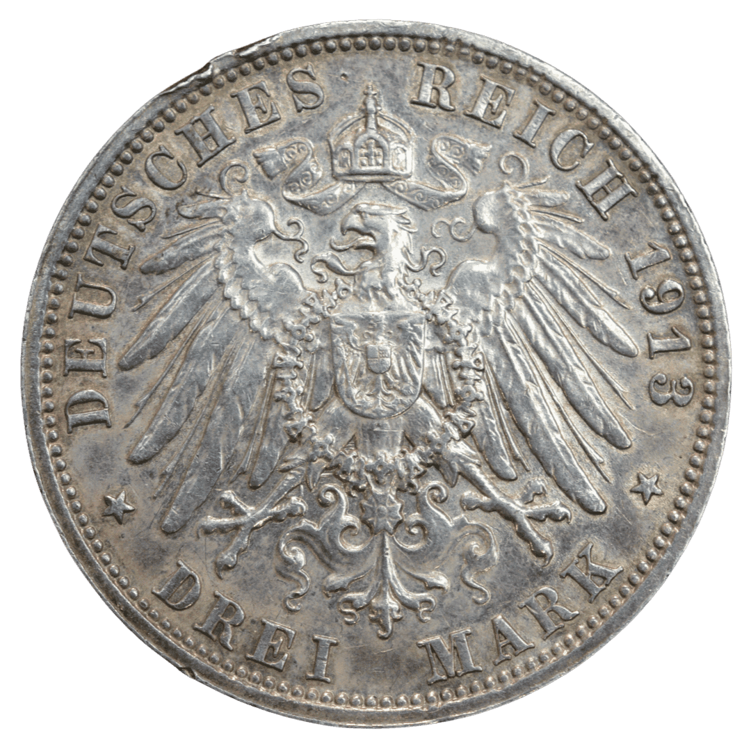 Срібна 3 марки, Німеччина (E, Мульденгюттен), 1913. Саксонія, Битва народів. — фото 2