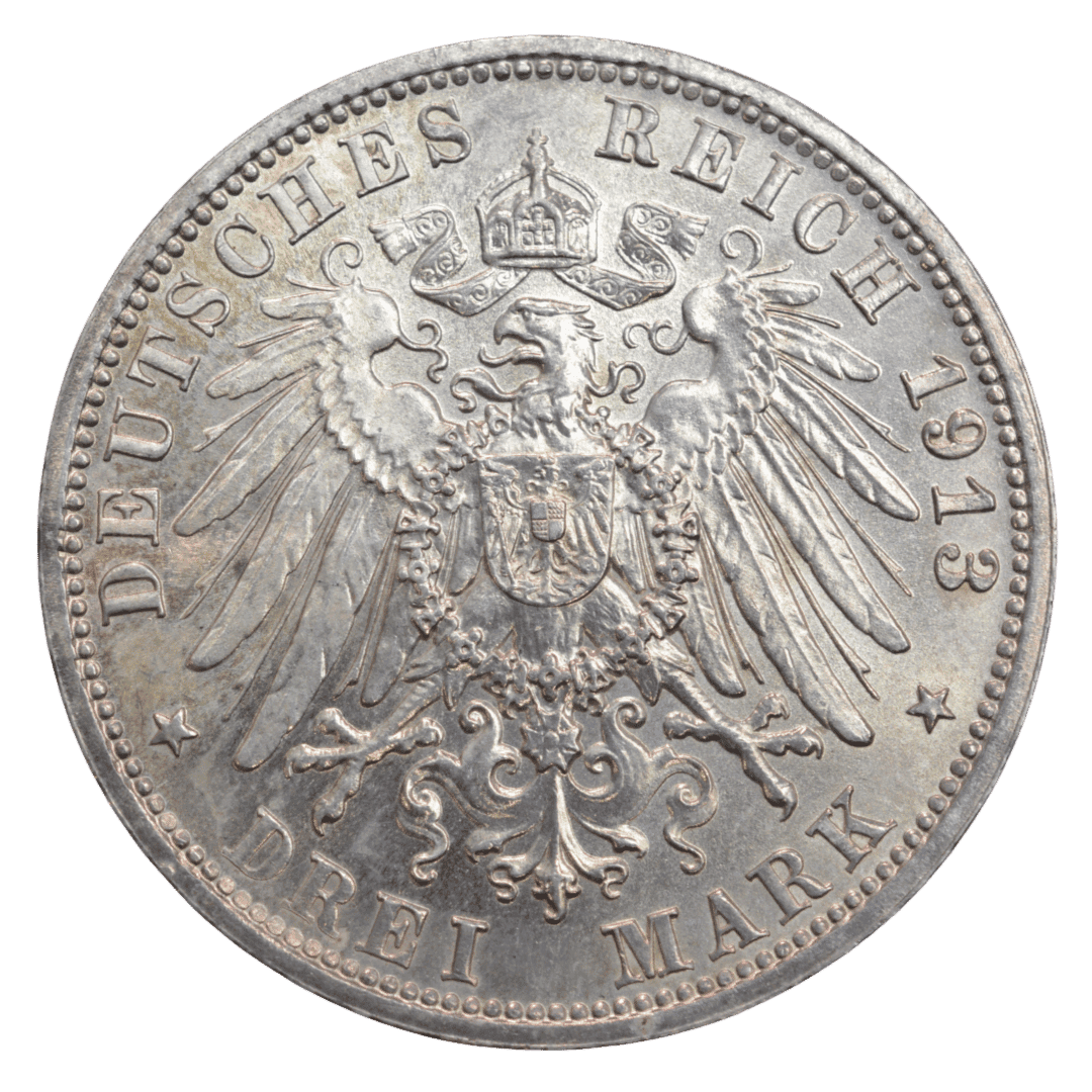 Срібна 3 марки, Німеччина (E, Мульденгюттен), 1913. Битва народів. — фото 2