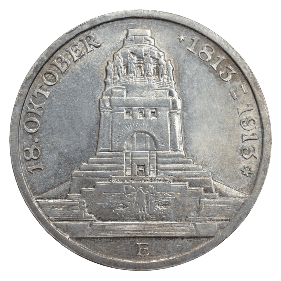 Срібна 3 марки, Німеччина (E, Мульденгюттен), 1913. Битва народів.