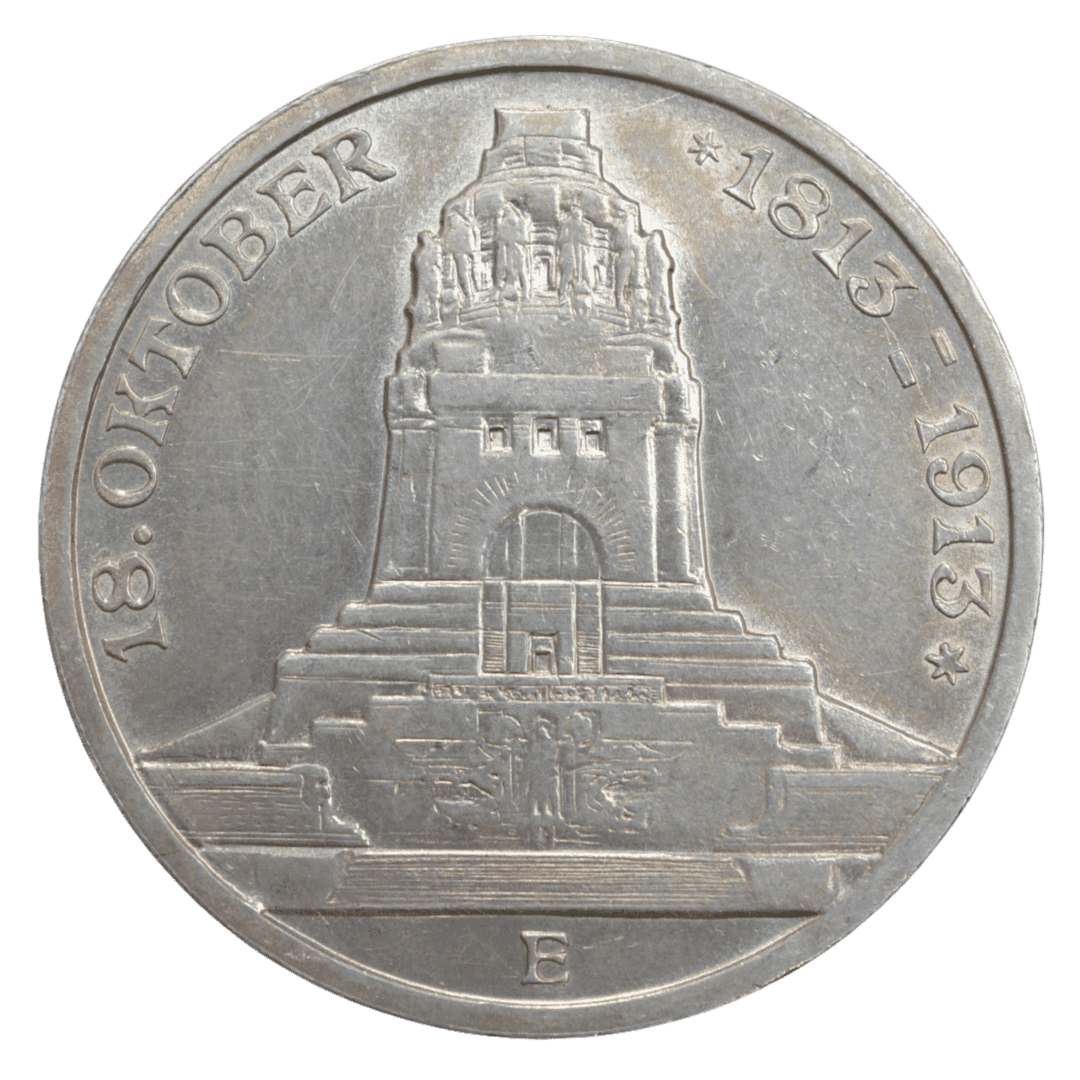Срібна 3 марки, Німеччина (E, Мульденгюттен), 1913. Битва народів.