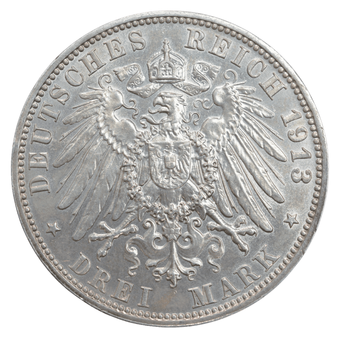 Срібна 3 марки, Німеччина (E, Мульденгюттен), 1913. Битва народів. — фото 2