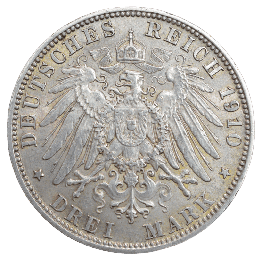 Срібна 3 марки, Німеччина (D, Мюнхен), 1910. Баварія, Отто. — фото 2