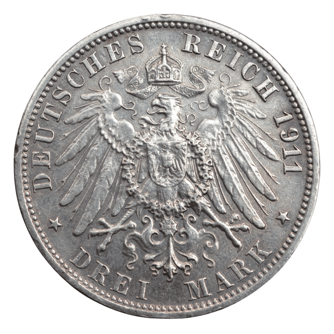 Срібна 3 марки, Німеччина (F, Штутгарт), 1911. Вільгельм II та Шарлотта. — фото 2