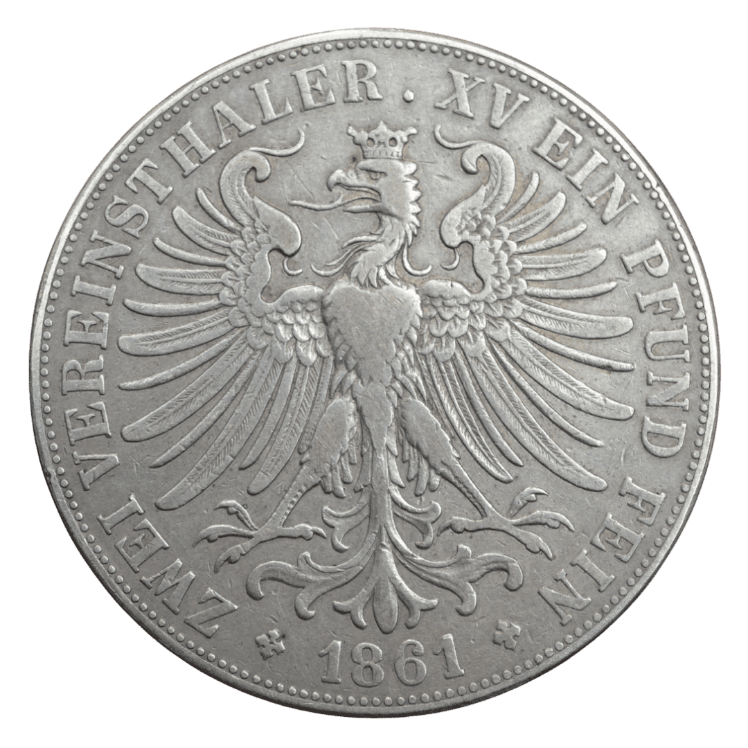 Срібна 2 талери, Франкфурт, 1861. Марія. — фото 2