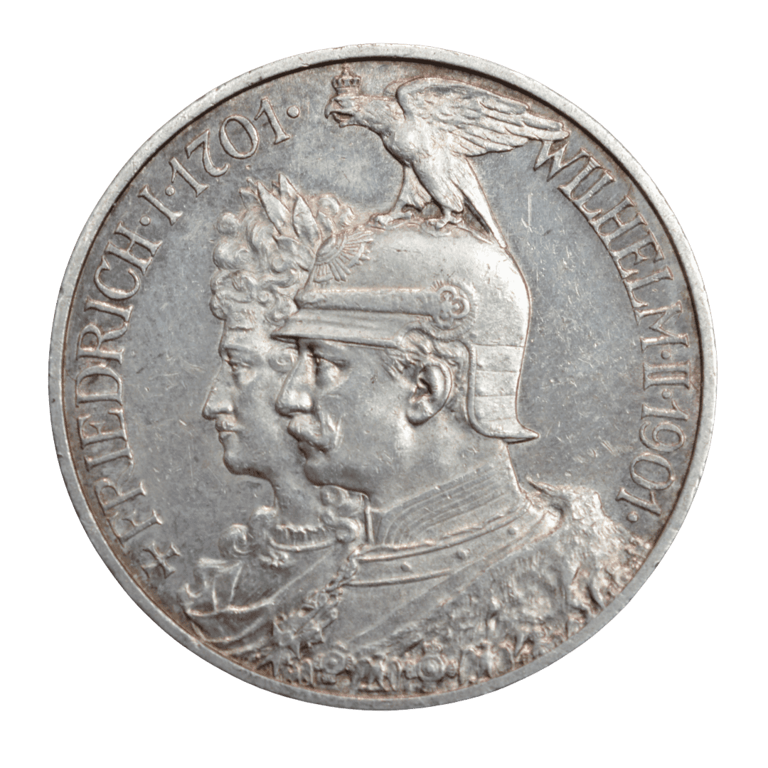 Срібна 2 марки, Німеччина, 1901. 200 років Пруссії, Фрідріх і Вільгельм I.