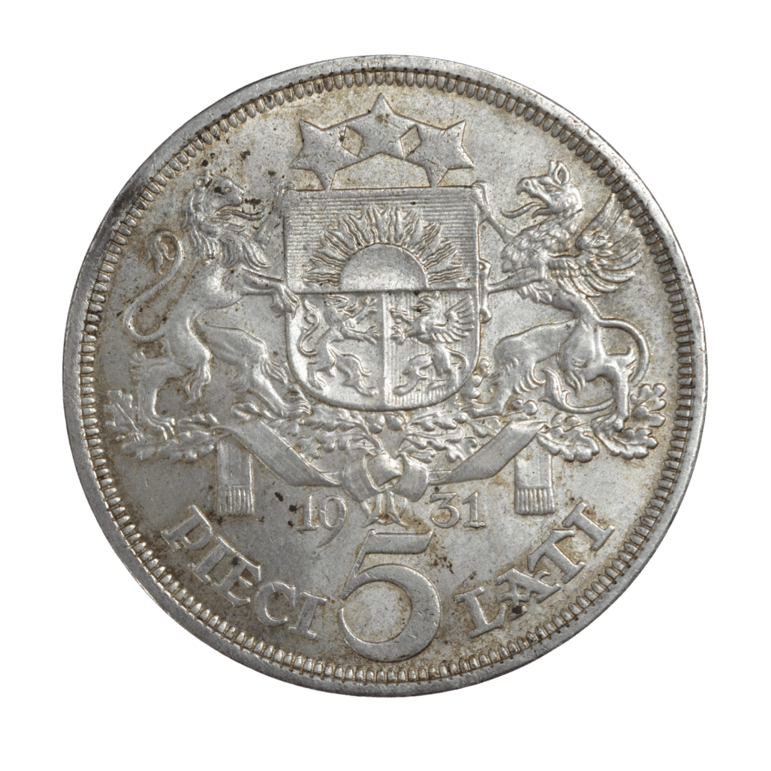 5 Lati  Серебро (.835) 24,96 г; Лондонский монетный двор; XF/AUNC — фото 2