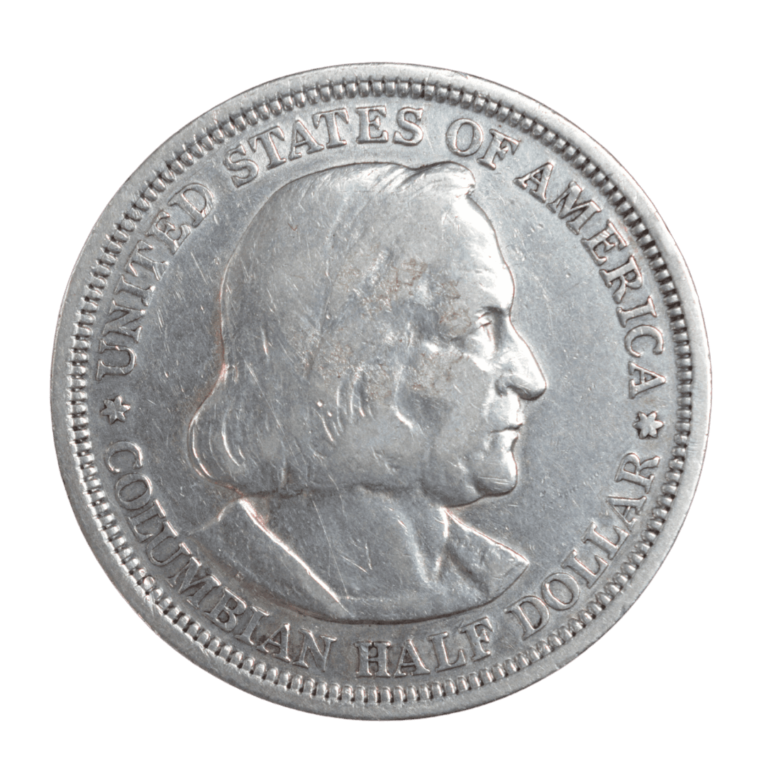 1/2 Dollar Серебро 12,43 г; Колумбийская выставка; Монетный двор Филадельфии; XF — фото 2