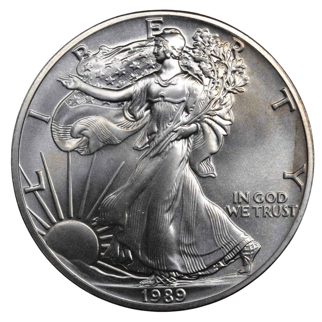 1 доллар (American Silver Eagle)
США
без марки (West Point / San Francisco)
серебро 0.999 (BU по фото)
31.1035 г + 31.1035 г чистого серебра (ASW 1 oz)
5 203 327
Стандартная инвестиционная буллионная монета США с дизайном Walking Liberty (реверс) и гербовым орлом (аверс)
1989 год, обычная распространённость для серии (массовый тираж, не ключевой редкий год) — фото 2