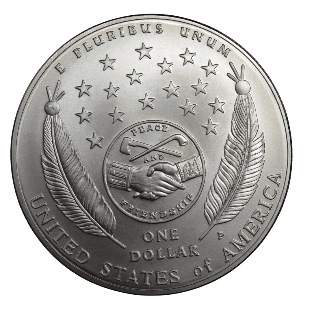 1 доллар (Commemorative Silver Dollar)
США
Филадельфия (P)
серебро 0.900 (MS/BU по фото)
26.73 г + 24.057 г чистого серебра (ASW 0.7734 oz)
357 000
Памятная монета к 200-летию экспедиции Льюиса и Кларка (1804–1806) — символ мира и дружбы с индейскими племенами
2004 год, средняя редкость для современных коммеморативов США (тираж 357 000 шт., rarity index ~32 по Red Book/Numista) — фото 2