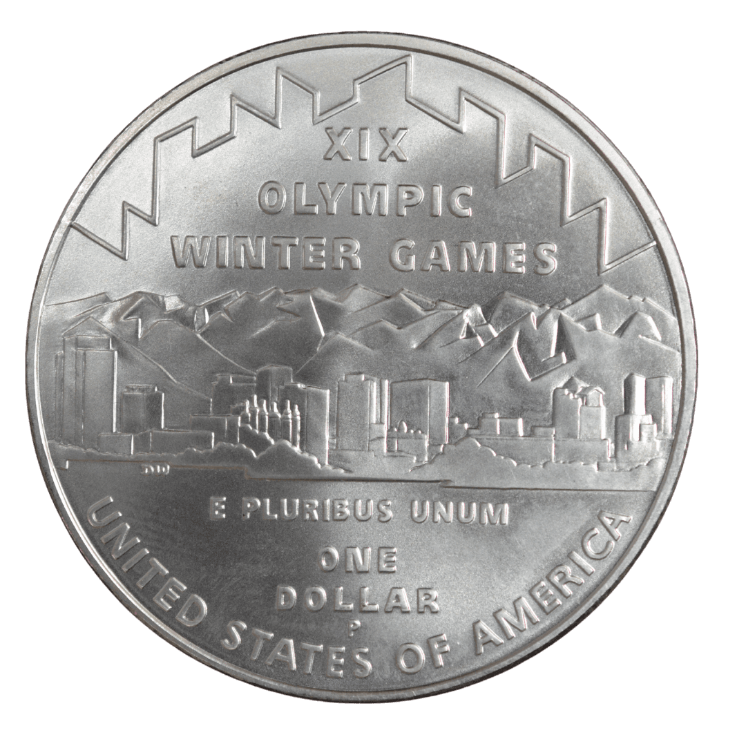 1 доллар (Commemorative Silver Dollar)
США
Филадельфия (P)
серебро 0.900 (MS/BU по фото)
26.73 г + 24.057 г чистого серебра (ASW 0.7734 oz)
142 297
Памятная монета к XIX зимним Олимпийским играм в Солт-Лейк-Сити (2002) — одна из двух монет (серебряный доллар + пятидолларовая золотая)
2002 год, относительно редкая для современных коммеморативов США (малый тираж, rarity index ~33 по Red Book/Numista) — фото 2