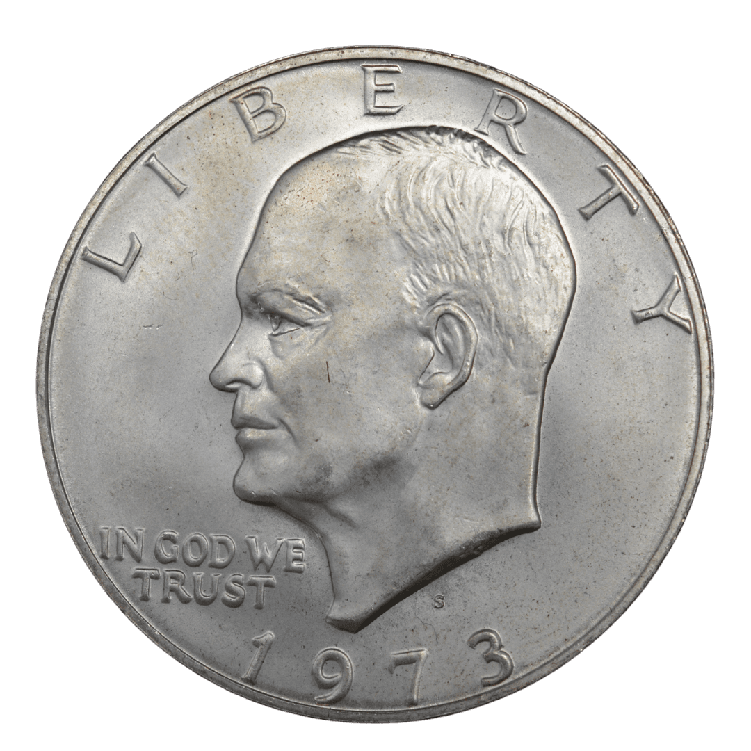 1 доллар (Eisenhower Dollar)
США
Сан-Франциско (S)
серебро 0.400 (Proof по фото)
24.59 г + 9.84 г чистого серебра (ASW 0.3161 oz)
1 013 646
Серебряная proof-версия серии Эйзенхауэра, выпущена в честь президента Дуайта Эйзенхауэра и первой высадки на Луну (Apollo 11)
1973 год, распространённая (тираж proof-версии более 1 млн шт., не редкая для серии) — фото 2