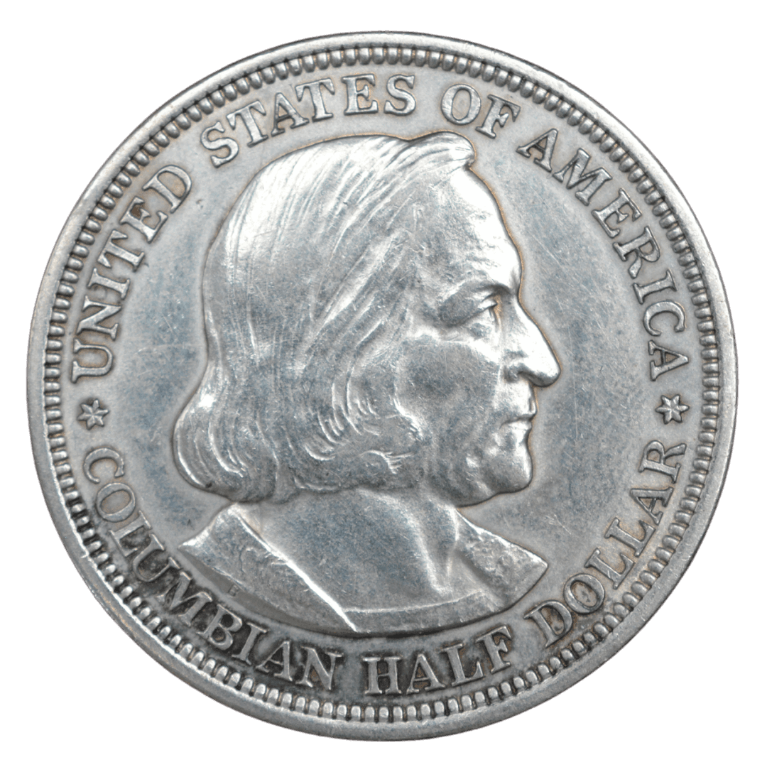 ½ доллара (Columbian Half Dollar)
США
Филадельфия (без марки)
серебро 0.900 (VF по фото)
12.5 г + 11.25 г чистого серебра (ASW 0.3617 oz)
1 550 405
Первая коммеморативная полудолларовая монета США, выпущена к 400-летию открытия Америки Колумбом и Всемирной выставке в Чикаго 1893 года
Украина (Violity): 1500–3500 грн, Европа/eBay: 35–90 USD (VF)
1893 год, очень распространённая (один из самых массовых тиражей среди ранних американских коммеморативов, не редкая) — фото 2