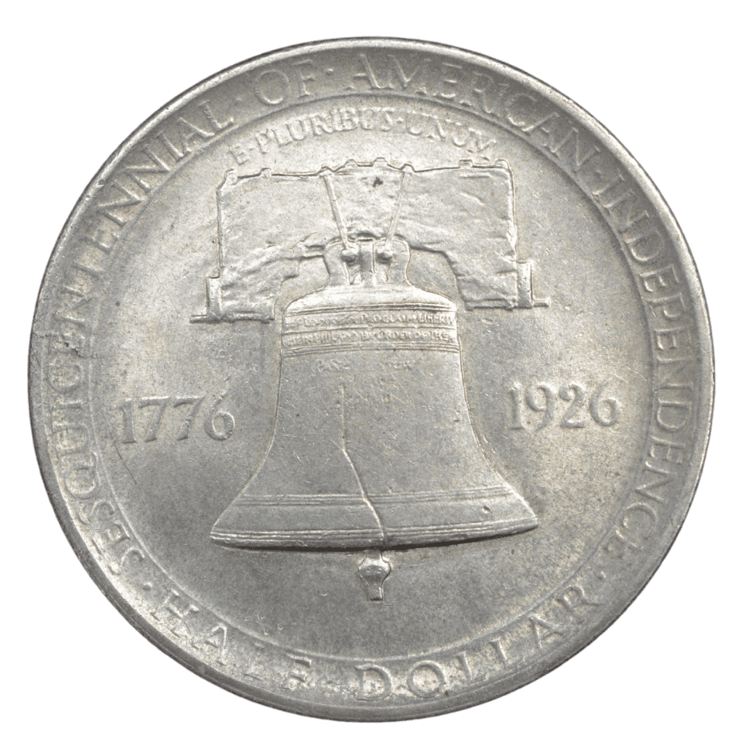 ½ доллара (Sesquicentennial Half Dollar)
США
Филадельфия (без марки)
серебро 0.900 (VF по фото)
12.5 г + 11.25 г чистого серебра (ASW 0.3617 oz)
MINT=140 558
Памятная монета к 150-летию Декларации независимости США (1776–1926); единственная американская коммеморативная монета с портретами сразу двух президентов — Джорджа Вашингтона и Кэлвина Кулиджа
Украина (Violity): 2500–5500 грн, Европа/eBay: 70–160 USD (VF)
1926 год, относительно редкая (один из самых низкотиражных ранних коммеморативов США, rarity index ~34 по Red Book/Krause)
