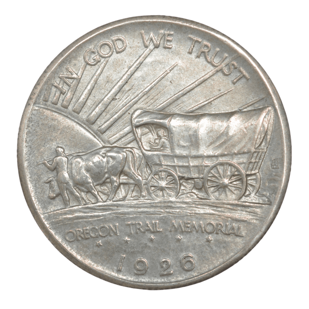 ½ доллара (Oregon Trail Memorial Half Dollar)
США
Филадельфия (без марки)
серебро 0.900 (VF по фото)
12.5 г + 11.25 г чистого серебра (ASW 0.3617 oz)
MINT=47 955🔥
Первая и одна из самых красивых монет в долгой серии (1926–1939), посвящённой пионерам Oregon Trail; дизайн Джеймса Эрла Фрейзера и Лауры Гардин Фрейзер
Украина (Violity): 3500–7500 грн, Европа/eBay: 90–220 USD (VF)
1926 год, относительно редкая (один из самых низкотиражных ранних коммеморативов США, rarity index ~34 по Red Book/Krause)