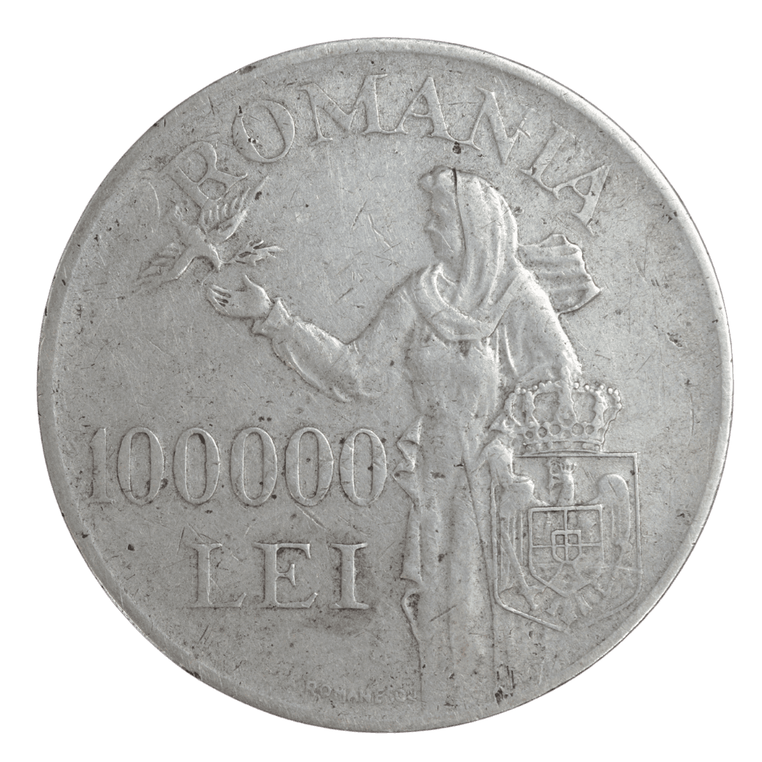 100000 лей срібна монета 1940 Румунія — фото 2