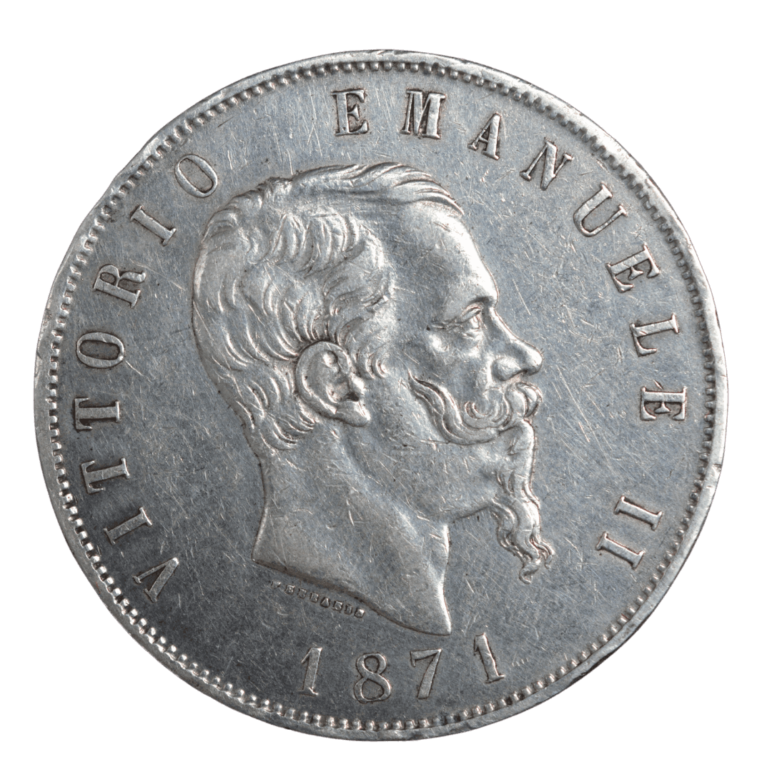 5 лир
Италия (Королевство Италия)
Рим (R)
серебро 0.900 (VF по фото)
25 г + 22.5 г чистого серебра (ASW 0.7234 oz)
1 700 000
Стандартная циркуляционная монета Королевства Италия с портретом короля Виктора Эммануила II (один из последних выпусков при его правлении)
Украина (Violity): 1500–3500 грн, Европа/eBay: 35–90 USD (VF)
1878 год, распространённая (тираж 1 700 000 шт., обычная монета для серии) — фото 2