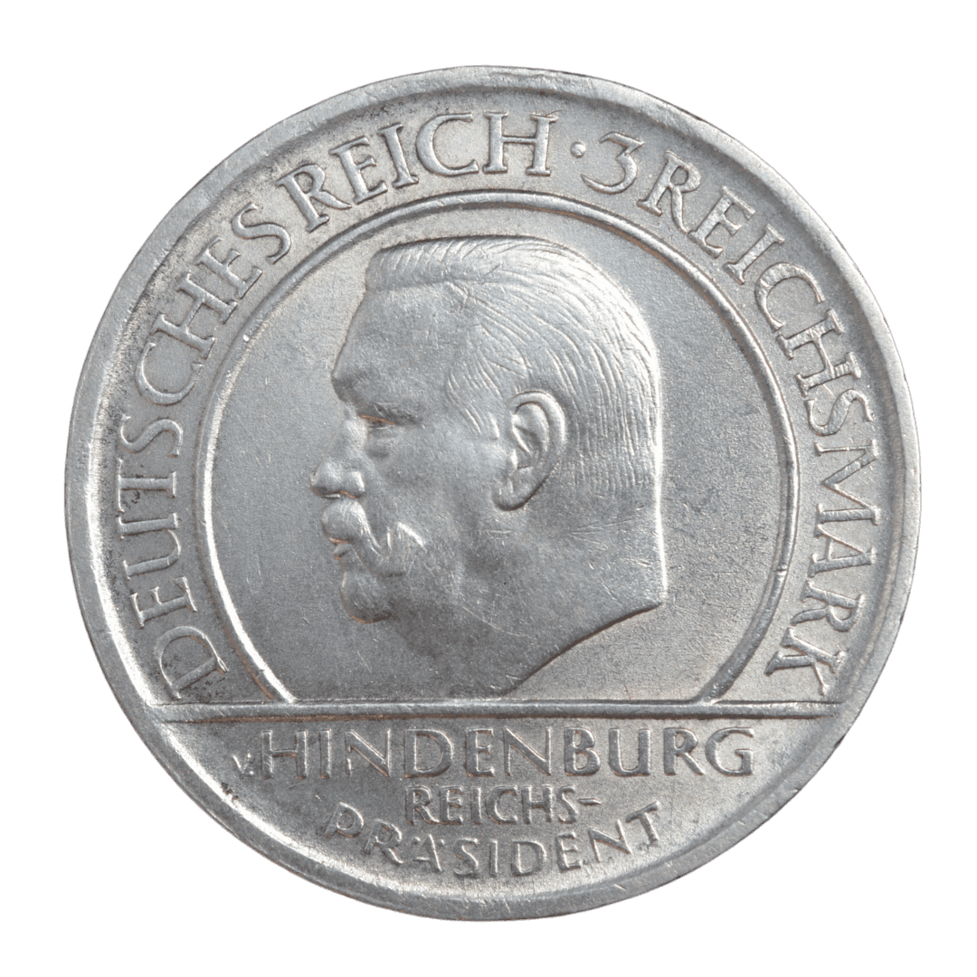 3 рейхсмарки
Германия (Веймарская республика / Deutsches Reich)
Берлин (A)
серебро 0.500 (VF по фото)
15 г + 7.5 г чистого серебра (ASW 0.2411 oz)
1 000 000
Памятная монета к 10-летию принятия Веймарской конституции (11 августа 1919–1929); на аверсе — жест присяги тремя пальцами
Украина (Violity): 1800–4000 грн, Европа/eBay: 40–100 USD (VF)
1929 год, распространённая (высокий тираж, Numista rarity index 11 — обычная монета) — фото 2