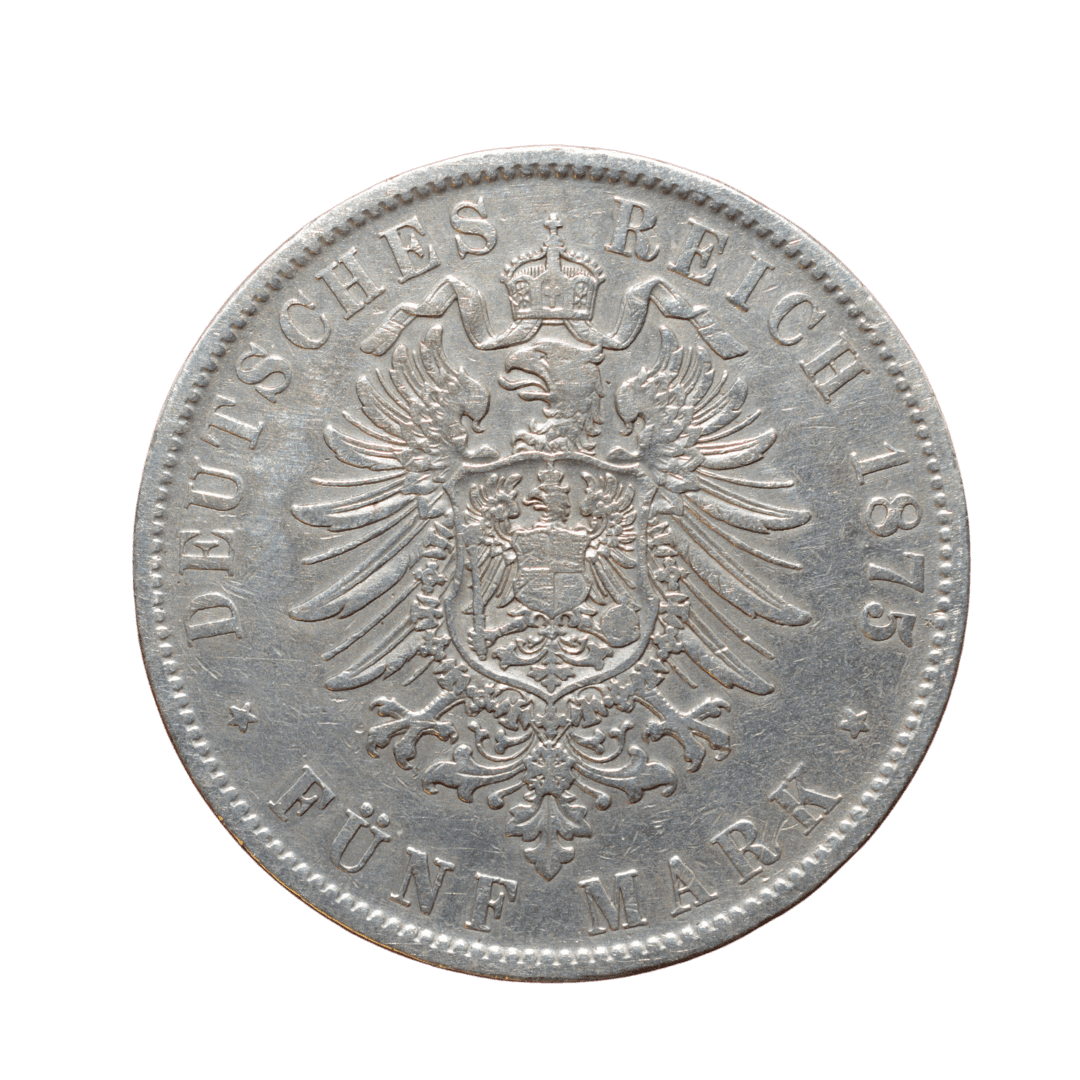 5 марок Срібна монета 1875 Німецька імперія — фото 2