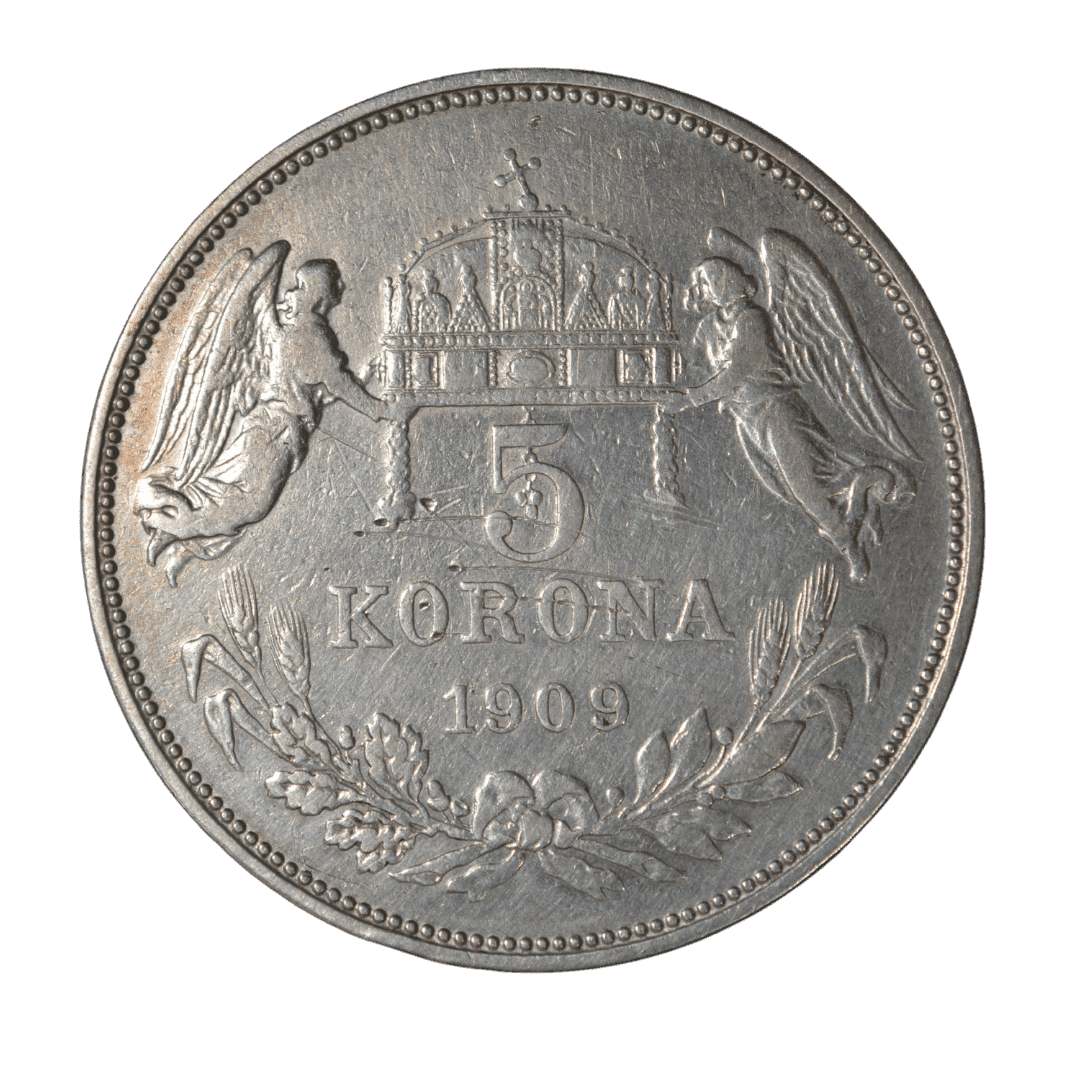 5 корон Срібна монета 1909 Угорщина — фото 2