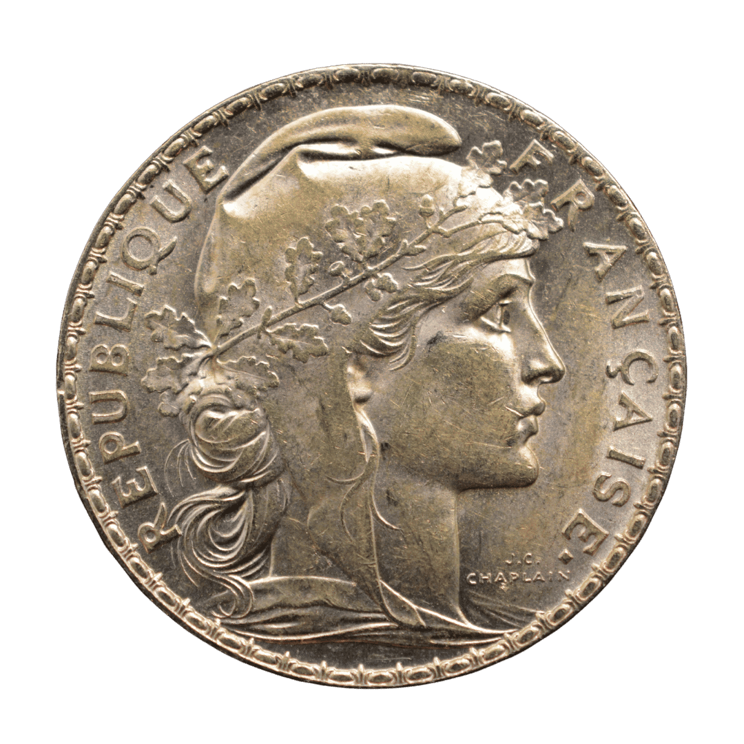 1. 20 Франків (20 Francs / Coq)
2. Франція (Третя Республіка)
3. Париж (Paris Mint)
4. золото 0.900
5. 6,4516 г (чистого золота 5,806 г / 0,1867 унції)
6. Тираж 6 721 325 шт.
7. Класична золота монета типу «Coq» (Півень). На аверсі — голова Маріанни в фригійському ковпаку з дубовим вінком (гравер Jules-Clément Chaplain). На реверсі — галльський півень, напис «LIBERTÉ ÉGALITÉ FRATERNITÉ», номінал «20 Fcs» та дата. Одна з найпопулярніших і найліквідніших французьких золотих монет.