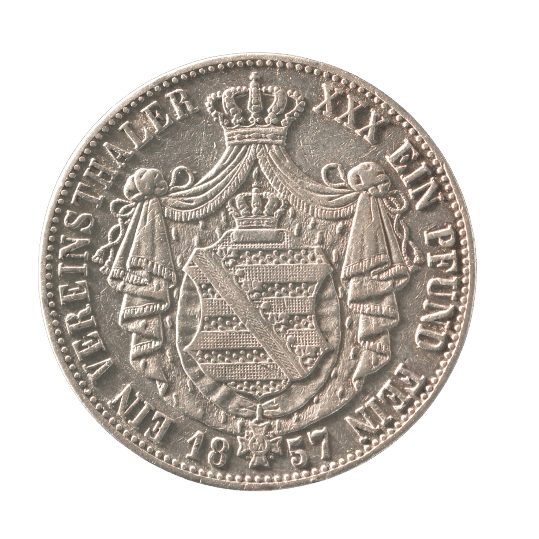 1 талер Королівство Саксонія Йоганн 1857 рік — фото 2