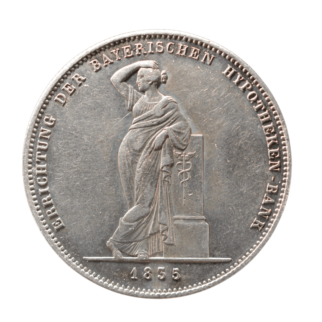 1 верейнсталер 1835, Королівство Баварія

Характеристики:

* Номінал: 1 конвенційний талер
* Рік: 1835
* Країна: Королівство Баварія
* Правитель: Людвіг I
* Монетний двір: Мюнхен
* Метал: срібло
* Проба: 833
* Вага: 28,06 г
* Діаметр: 41 мм — фото 2