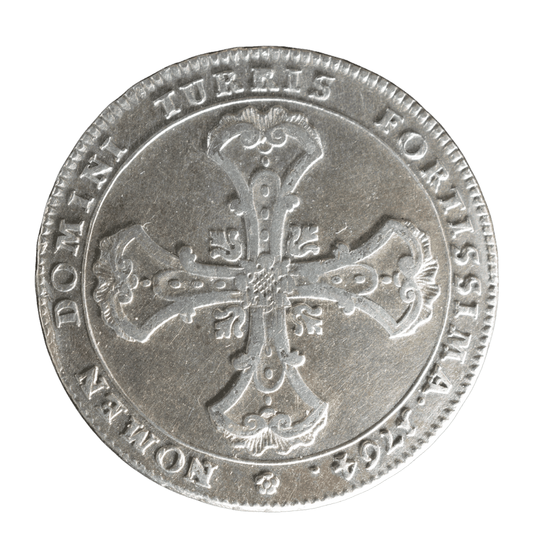 Конвенційний талер 1764 B, Вільне імперське місто Франкфурт

Характеристики:

* Номінал: Конвенційний талер
* Рік: 1764
* Країна: Вільне імперське місто Франкфурт
* Правитель: Франц I
* Монетний двір: Франкфурт-на-Майні (позначка B)
* Метал: срібло
* Проба: 833
* Вага: 28,06 г
* Діаметр: 41 мм — фото 2