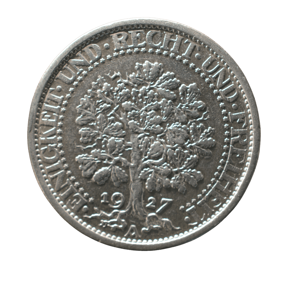 5 рейхсмарок Дуб 1927 Німеччина — фото 2