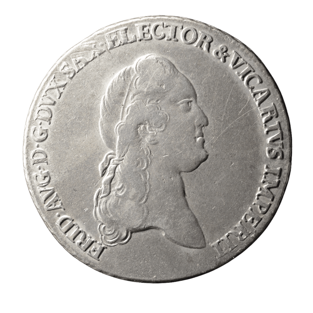 2/3 талера (Konventionstaler) 1790 — Курфюрство Саксонія

Характеристики:

* Країна: Священна Римська імперія
* Державне утворення: Курфюрство Саксонія
* Номінал: 2/3 талера (Konventionstaler)
* Рік: 1790
* Правитель: Фрідріх Август III (курфюрст Саксонії)
* Метал: срібло
* Монетний двір: Дрезден (позначення E.D.C.)
* Гурт: напис (залежно від різновиду)

Короткий опис:
Срібна монета Курфюрства Саксонія часів Фрідріха Августа III. На монеті зображено портрет курфюрста та імперського вікарія, а на звороті — двоголового імперського орла з саксонським гербом на грудях. По колу розміщено легенду FRID·AUG·D·G·DVX·SAX·S·R·I·ELECTOR & VICARIUS («Фрідріх Август, Божою милістю герцог Саксонії, курфюрст і імперський вікарій»). На реверсі напис XX EINE MARCK («20 монет із однієї кельнської марки срібла»), що вказує на монетну стопу.