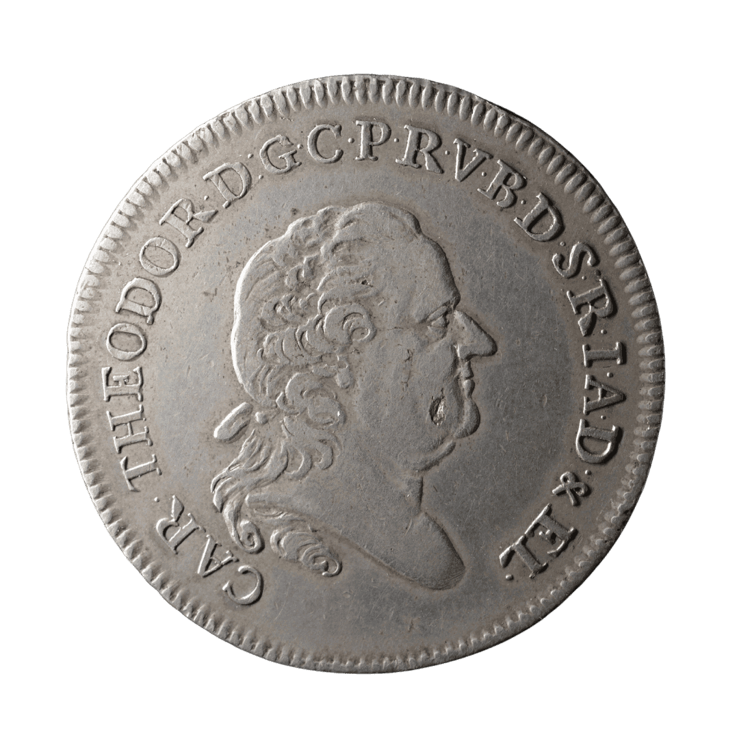 Монета: 1 конвенционный талер, 1786 год
Государство-эмитент: Курфюршество Пфальц — Kurfürstentum Pfalz
Правитель: Карл Теодор — Karl IV. Theodor как курфюрст Пфальца
Номинал: 1 Conventionsthaler
Металл: серебро
Проба: 833-я, согласно каталожному описанию типа
Диаметр: около 40 мм
Каталожный номер: KM# 470
Знак под гербом: A·S
Год: 1786.