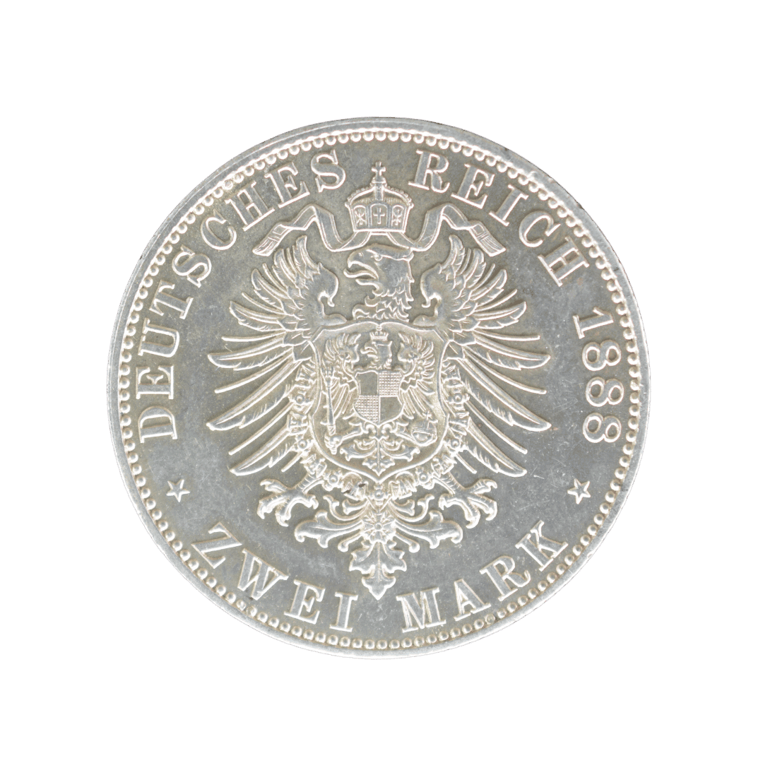 2 марки Пруссія 1888 Німецька імперія — фото 2