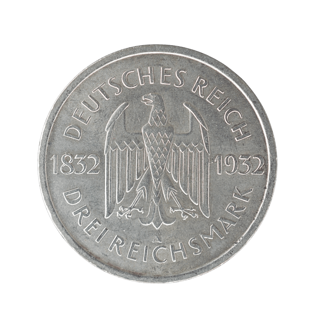 3 рейхсмарки Goethe 1932 Німеччина — фото 2