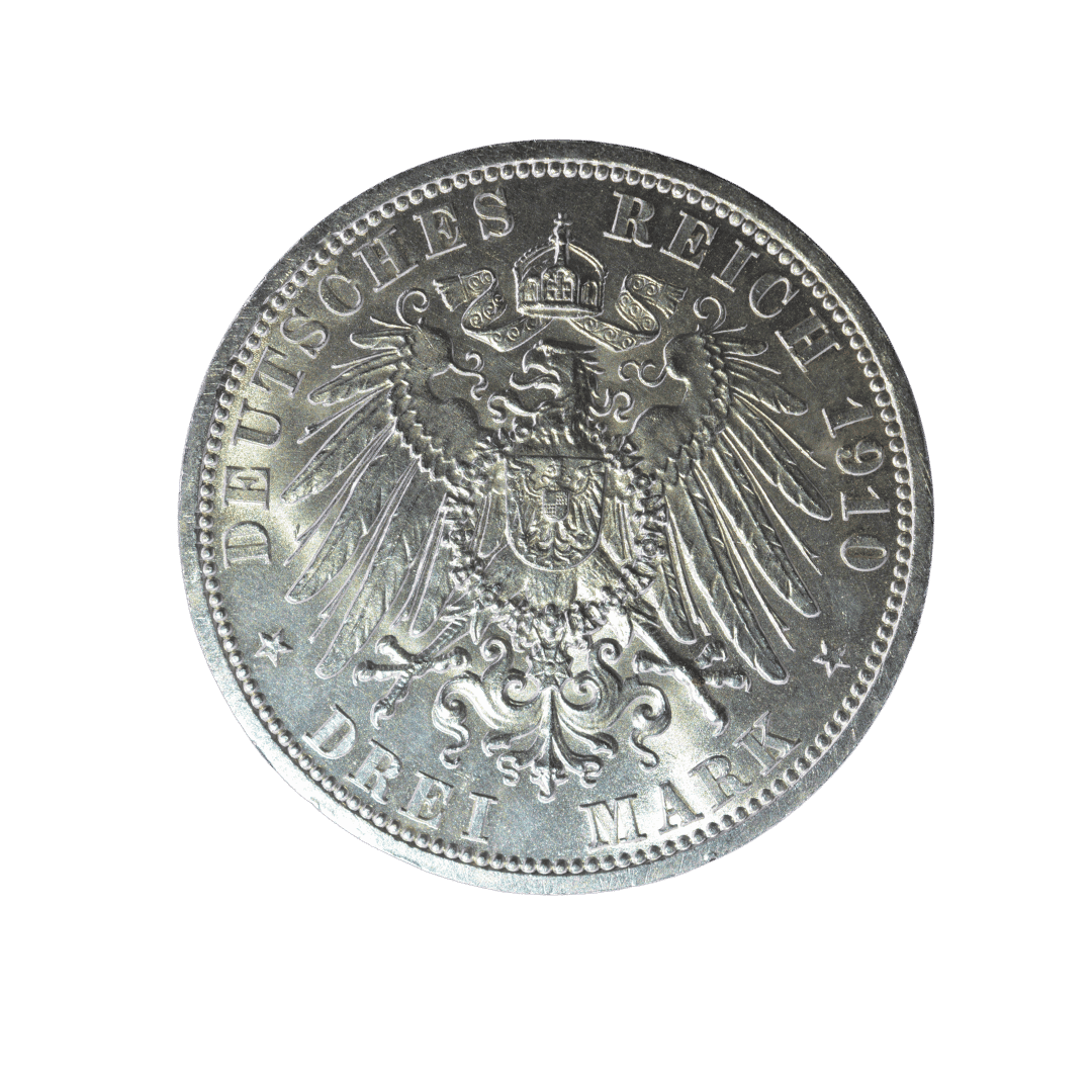 3 марки Срібна пам’ятна монета 1910 Німеччина — фото 2