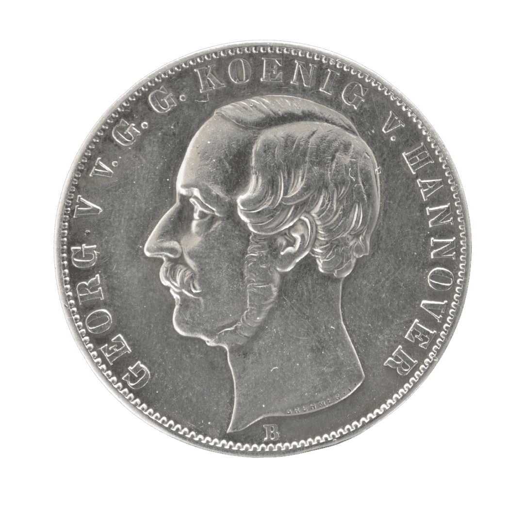 2 талери / 3½ гульдени, Королівство Ганновер, 1854 (B)

Опис

Срібна союзна монета 2 талери / 3½ гульдени, викарбувана у 1854 році для Королівства Ганновер за правління короля Георга V.

Характеристики

* Країна: Королівство Ганновер
* Номінал: 2 талери / 3½ гульдени
* Рік: 1854
* Правитель: Георг V
* Монетний двір: Ганновер
* Позначка монетного двору: B
* Метал: срібло (900)
* Вага: 37,12 г
* Діаметр: 41 мм
* Тираж: 101 665 шт.  
* Гурт: NEC ASPERA TERRENT («Навіть труднощі не лякають»).

Написи

Аверс:
GEORG · V · V · G · G · KOENIG · V · HANNOVER
(«Георг V, Божою милістю король Ганновера»).

Реверс:
VEREINSMÜNZE · 2 THALER · 3½ GULDEN · VII EINE F. MARK
(«Союзна монета · 2 талери · 3½ гульдени · 1/7 кельнської марки чистого срібла»).

Примітка

Монета є нечастою. Випуск 1854 року має порівняно невеликий тираж 101 665 екземплярів, що робить його значно рідкіснішим за випуск 1855 року та одним із більш бажаних подвійних талерів Ганновера серед колекціонерів.