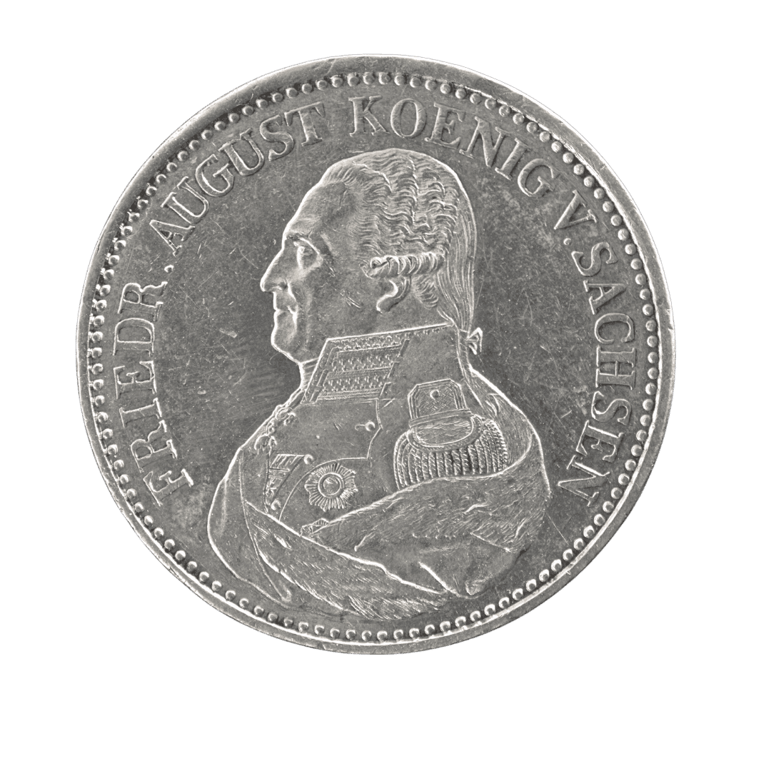 1 Konventionstaler, 1826, Фридрих Август I. МД — S = Dresden ✅
Тип: Конвенционный талер, Королевство Саксония, серебро
Основные характеристики:
— Страна: Королевство Саксония
— Номинал: 1 Konventionstaler (Zehn eine feine Mark)
— Год: 1826
— Правитель: Фридрих Август I (король Саксонии, 1806–1827)
— Материал: Серебро 833/1000
— Вес: 28.063 г
— Диаметр: ~37.5–39 мм
— Монетный двор: Dresden; S = Johann Georg / Gotthelf Studer
— Тираж: 546 000 шт.