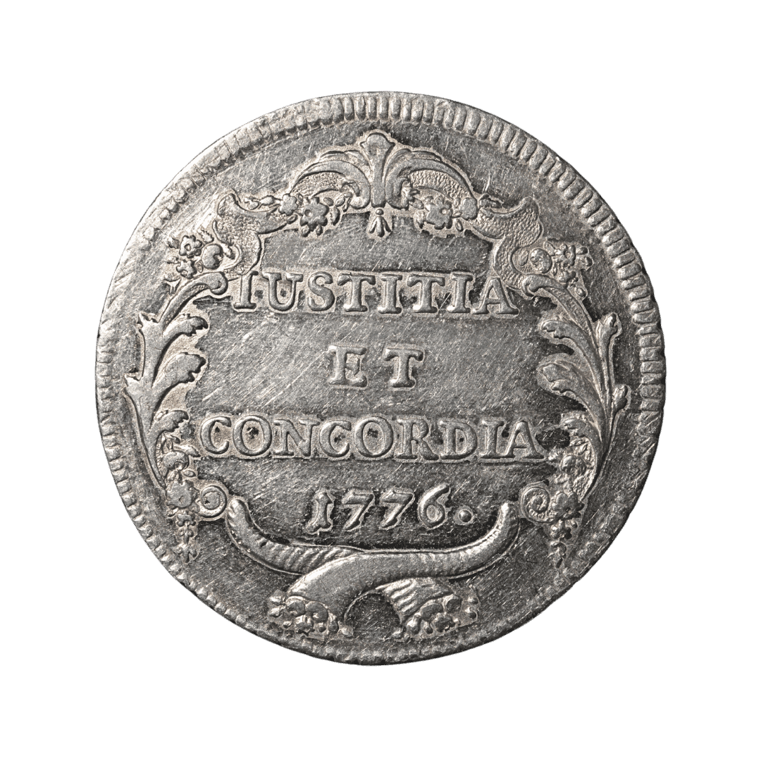 1/2 талера 1776 — Вільна республіка Цюрих

Характеристики

Номінал: 1/2 талера (Halbtaler)
Рік: 1776
Країна (держава-емітент): Місто-республіка Цюрих (Stadt Zürich), Швейцарська конфедерація
Правитель: немає — республіканський міський випуск
Монетний двір: Цюрих
Позначка монетного двору: немає
Мінцмейстер: Недостатньо даних для достовірного визначення. Інформацію необхідно перевірити.
Метал: срібло
Проба: Недостатньо даних для достовірного визначення. Інформацію необхідно перевірити.
Вага: нормативно близько 13,2–13,3 г; аукціонний екземпляр Nomos 2025 — 13,25 г.
Діаметр: близько 33–34 мм
Орієнтація штемпелів: 12 h (↑↑)
Гурт: існують різновиди гурту, тому для точного визначення цього екземпляра потрібне фото гурту.
Тираж: Недостатньо даних для достовірного визначення. Інформацію необхідно перевірити.
Каталожні номери: KM#162 · Divo/Tobler 440 · Hürlimann 741 · HMZ 2-1165 · Wunderly 447.
Різновид: Halbtaler 1776, Zürich, тип із левом, що тримає меч і щит Цюриха.
Аверс: MONETA REIPUBLICÆ TURICENSIS — «Монета Цюрихської республіки». Зображений знаменитий цюрихський лев із мечем; перед ним овальний щит із гербом Цюриха.
Реверс: IUSTITIA / ET / CONCORDIA / 1776 — «Справедливість і злагода. 1776». Напис оточений декоративним рослинним вінком; унизу — перехрещені роги достатку. — фото 2