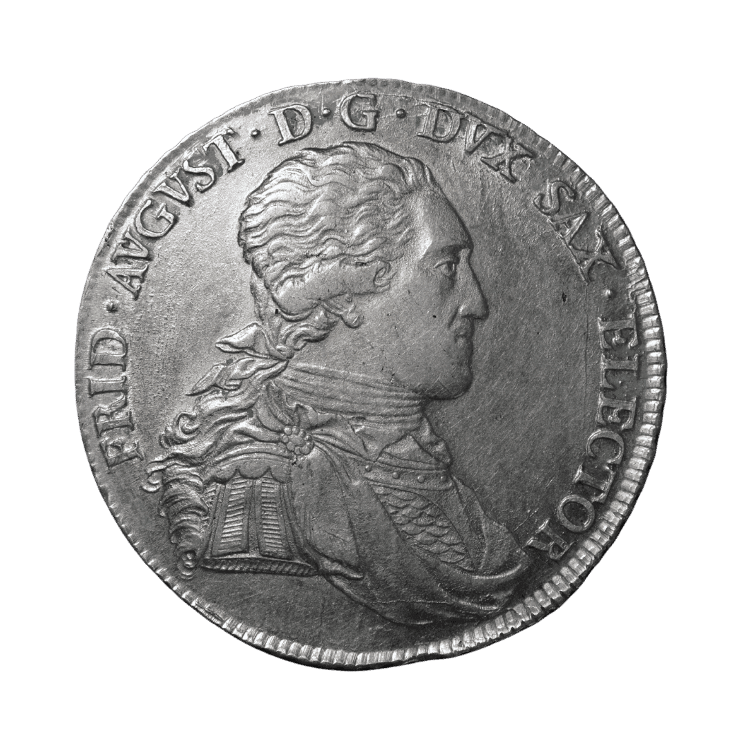 1 Konventionstaler, 1803, Фридрих Август III. МД — Dresden, I.E.C. ✅
Тип: Конвенционный талер, Курфюршество Саксония, серебро
Основные характеристики:
— Страна: Курфюршество Саксония
— Номинал: 1 Konventionstaler (X eine feine Mark)
— Год: 1803
— Правитель: Фридрих Август III (курфюрст, позже король Фридрих Август I)
— Материал: Серебро 833/1000
— Вес: ~28.06 г
— Диаметр: ~40–41 мм
— Монетный двор: Dresden; I.E.C. = Johann Ernst Croll (монетный мастер)
— Тираж: Не уверен
На что обратить внимание:
Типичный саксонский конвенционный талер с курфюршеской шляпой над овальным щитом.