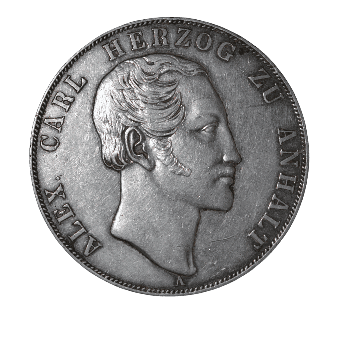 * 2 талера = 3½ гульдена, 1840 год.
* Эмитент — герцогство Ангальт-Бернбург.
* Правитель — Александр Карл (Alexander Carl), 1834–1863.
* Монетный двор — Берлин, знак A.
* Серебро .900, нормативный вес 37,12 г, диаметр около 40 мм.  
* Гурт: GOTT MIT UNS («С нами Бог»).  
* Тираж именно 1840 A — всего 3 600 экземпляров. Это подтверждается и AKS/Kahnt, и Numista.  
* Каталоги: AKS 13; Jaeger 64; Davenport 503.