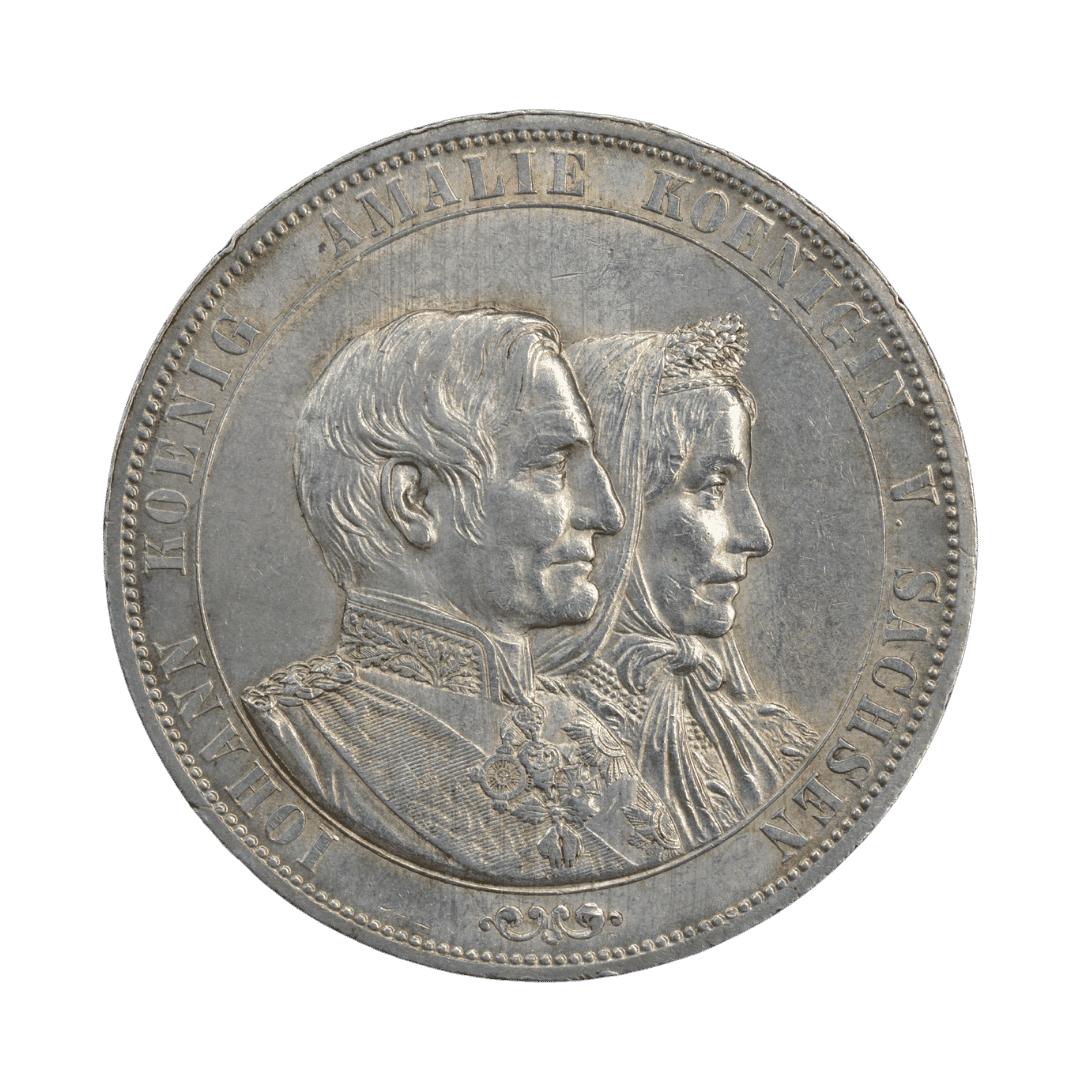 2 талери Золоте весілля Йоганна та Амалії 1872 Саксонія — фото 2